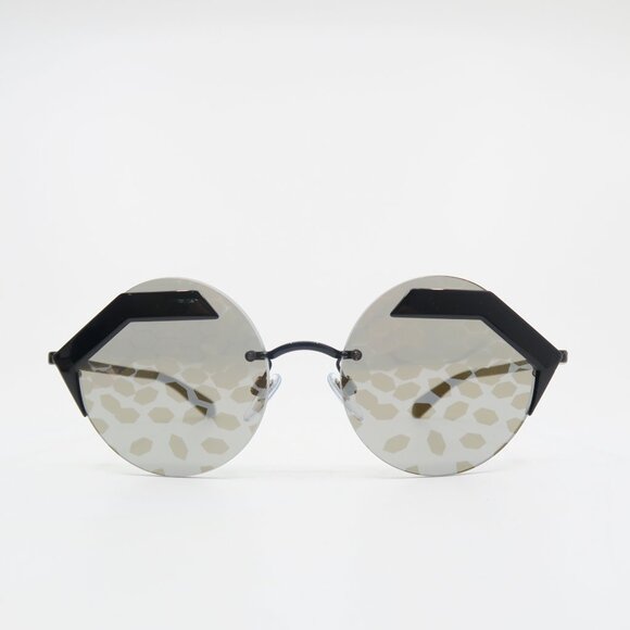 Bvlgari 6089 128/T9 55mm Round Rimless Black & Gold, New Women's Sunglasses. - Picture 2 of 8